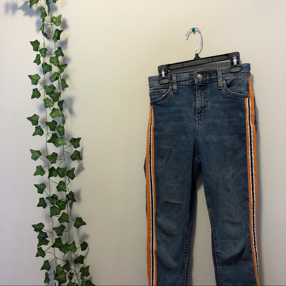 top shop high waisted jeans with varsity stripe - Picture 1 of 4